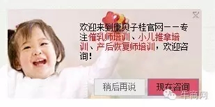 页面中间弹出咨询探头