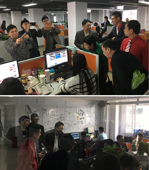 陈翼明副市长和贺州市政府考察团在牛商网项目制作部、产品研发部调研